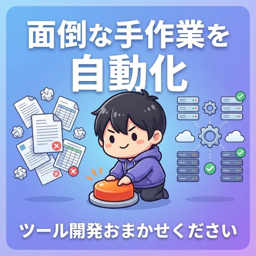 面倒な手作業を自動化するツールを作りますます 毎日の繰り返し作業、ボタン1つで終わらせませんか？ イメージ1