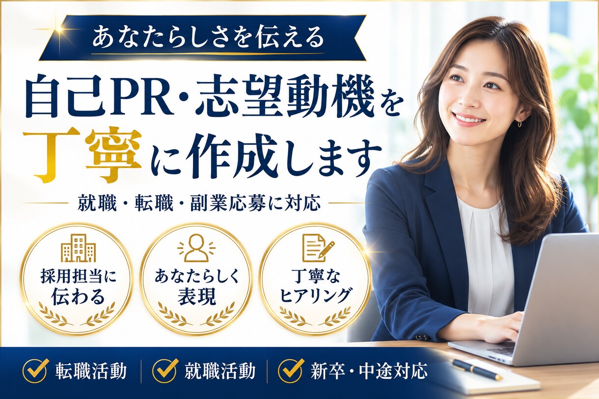 自己PR・志望動機を丁寧に作成します あなたの強みや想いを言葉にします イメージ1