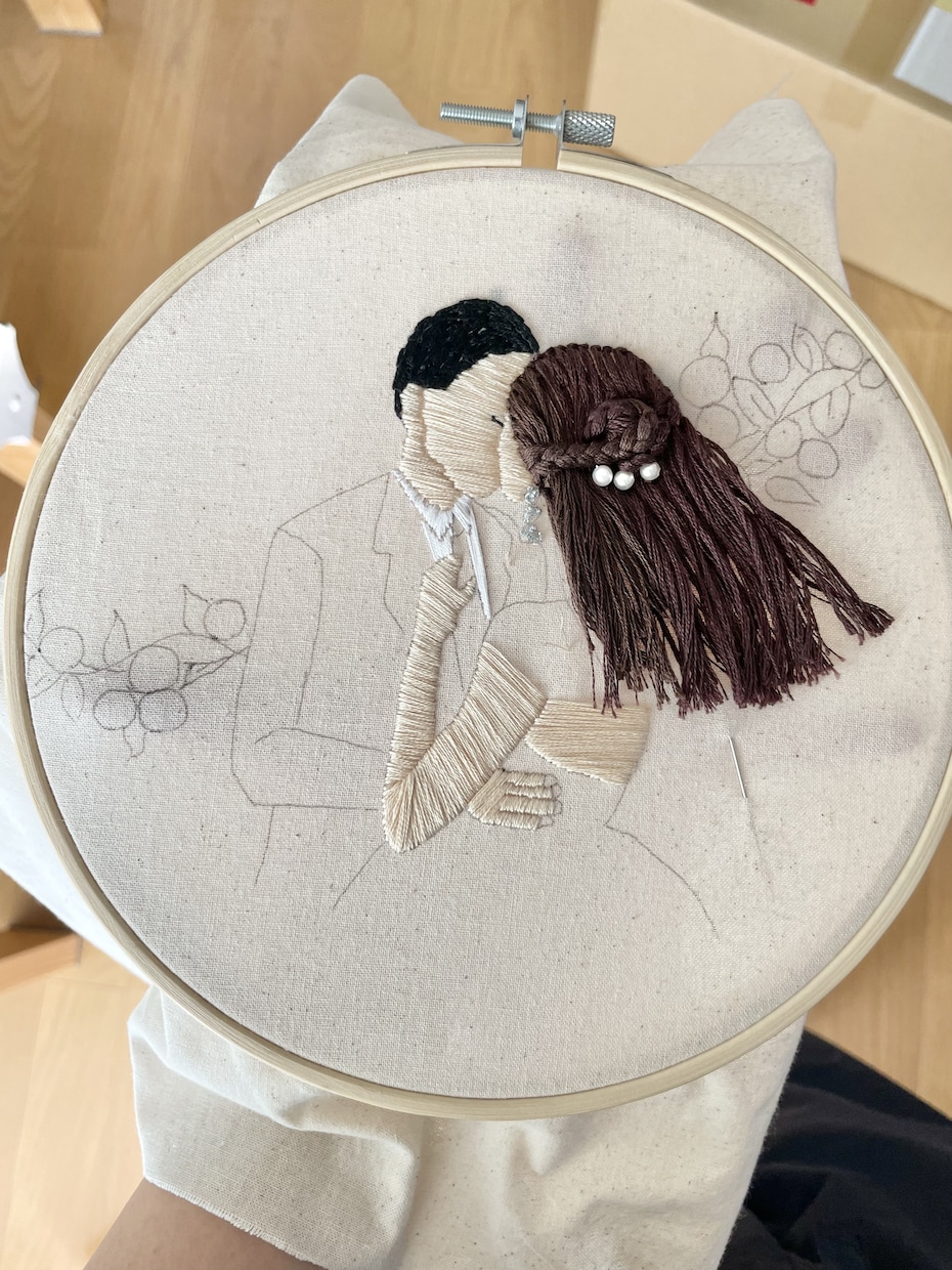 世界に一つだけの両親贈呈品を作ります 家族写真をもとに刺繍のプレゼントを作ります イメージ7