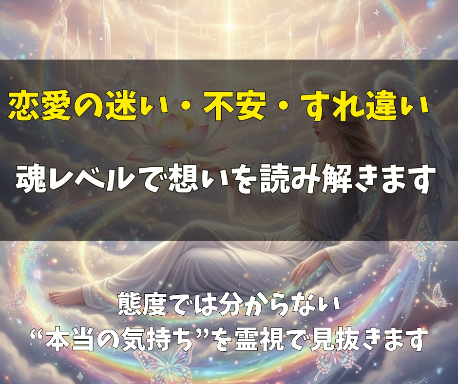 彼の気持ちを霊視してその恋の運命と未来を鑑定します 目をそらしていた真実と向き合うとき、恋は新しく動き出します イメージ2