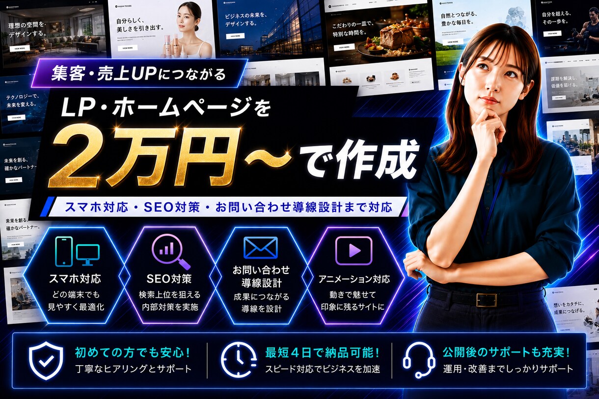WEBサイトを丸々低価格で制作します 問い合わせに繋がるWEBサイトをLPからコーティングまで イメージ1