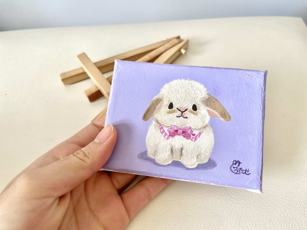 あなたのペットをゆるかわいいミニ原画にします うちの子がキャンバスの絵画に！イーゼル付きですぐに飾れます イメージ10