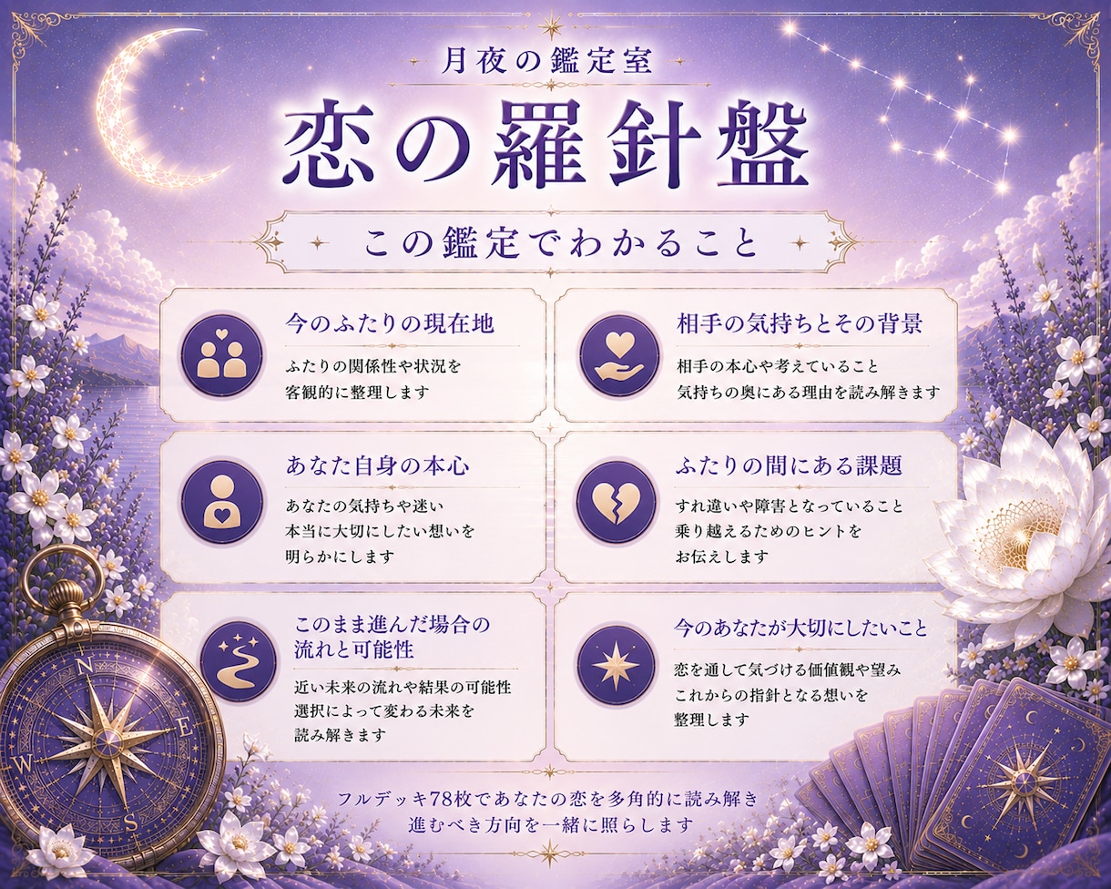 複雑な恋の現在地から二人の未来まで深く占います 相手の気持ちの、その先にある答えまで イメージ2