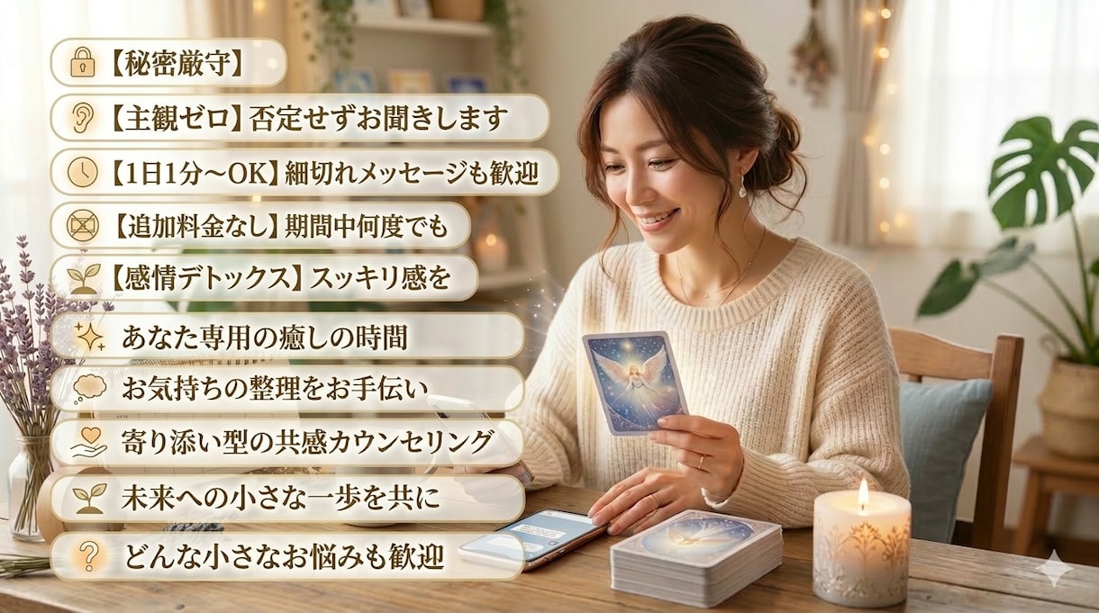 1週間伴走型全力であなたの心に寄り添います 誰も分かってくれない、一人で抱えるには重い…全部受け止めます イメージ4