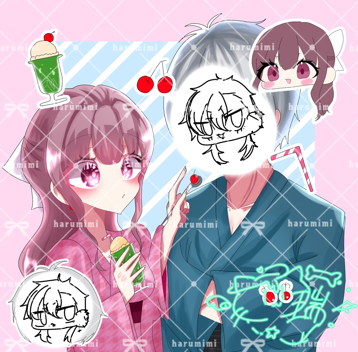 夢絵/イラスト/SNSアイコン描きます 夢絵/似顔絵/SNSアイコン/歌みたサムネ等幅広く描きます✤ イメージ2