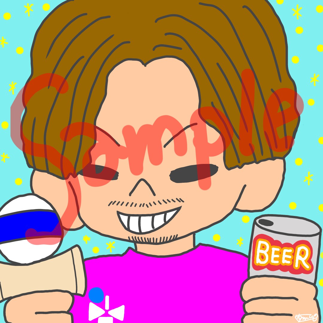 SNS用の似顔絵アイコン描きます ポップでカラフルなバストアップのイラストです♪ イメージ1