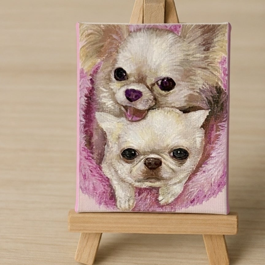 小さな「うちの子」キャンバスアートをお描きします 7×7cmサイズペット似顔絵｜犬・猫・鳥・小動物・爬虫類OK イメージ4