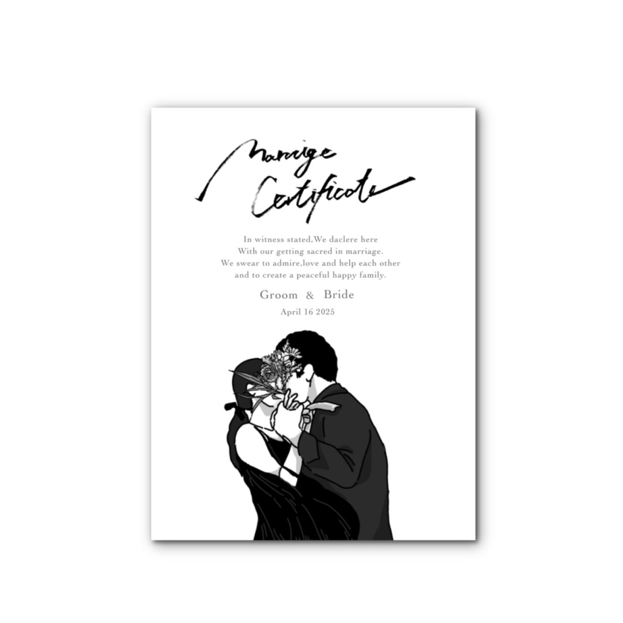 おしゃれモダンなイラスト入り結婚誓約書を作成します オーダーイラスト入り◎世界に一つだけの結婚誓約書！ イメージ4