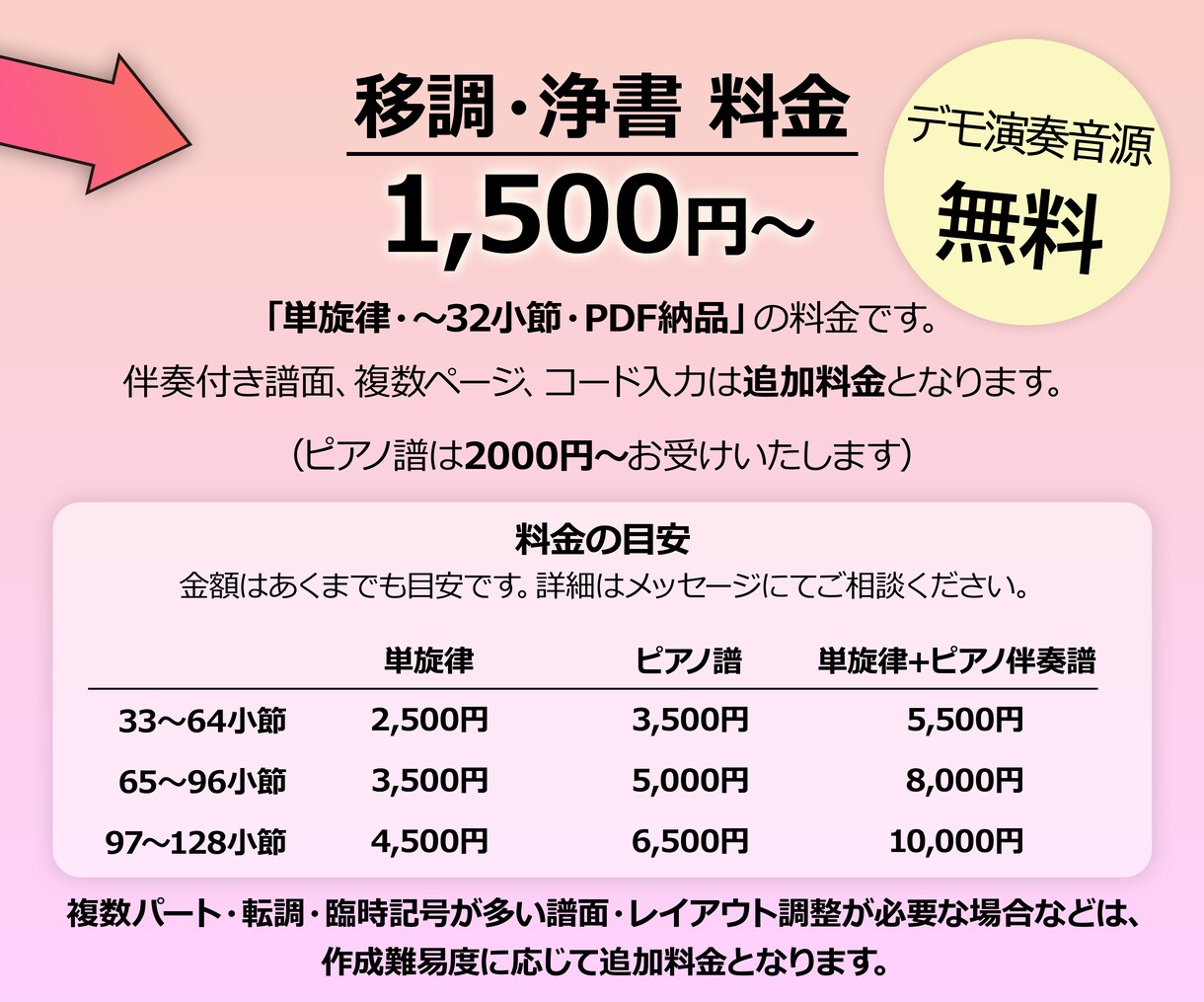 楽譜の移調・手書きの楽譜をキレイに作成します ミュージシャン兼デザイナーが作成するからきれいで見やすい！ イメージ4
