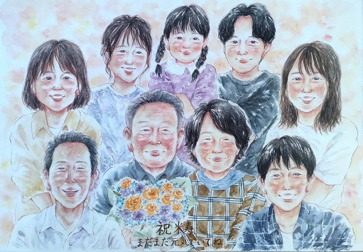 大人数6名様〜温かい水彩の似顔絵をお描きします お祝いや記念日に！世界に一つだけのプレゼント☆ イメージ8