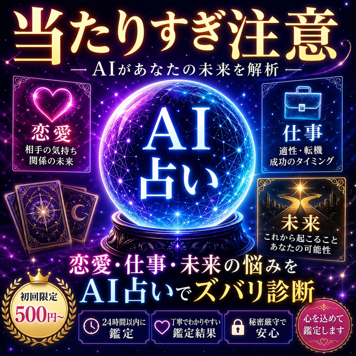 AI占い｜恋愛・仕事・未来をズバリ診断します 見えない未来を、AIがやさしく可視化します イメージ1