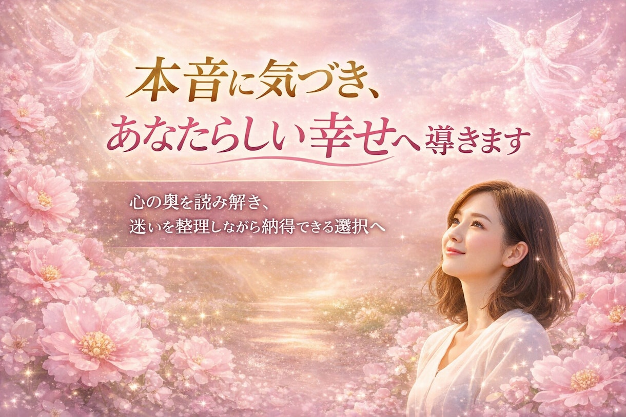 本音に気づき、あなたらしい幸せへ導きます 心の奥を読み解き、迷いを整理しながら納得できる選択へ イメージ1