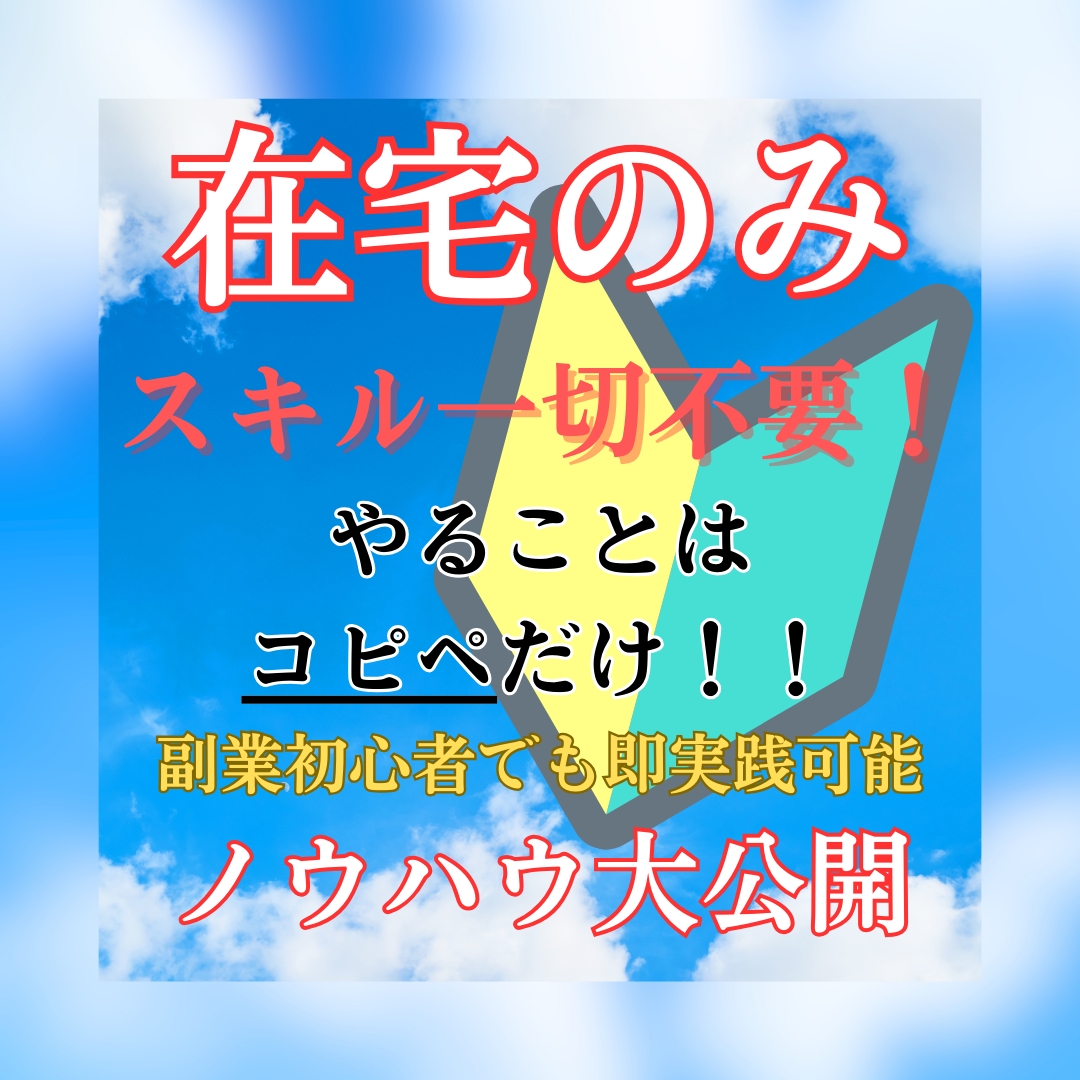 在宅のみ！初心者でも超簡単な副業教えます やることはコピペのみ！その他スキルは一切不要！ イメージ1