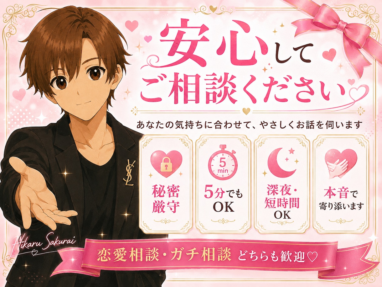 女性限定 なんでも「ガチ相談」あなたの味方で話ます 男性目線で、あなたの恋の“答え”を言葉にします。 イメージ3