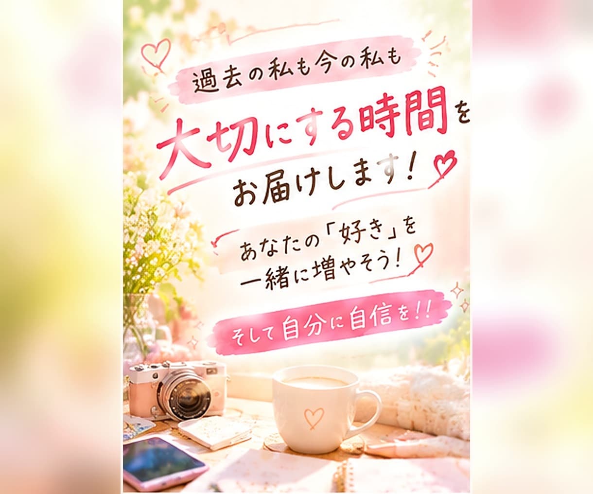 過去の私も今の私も大切にする時間をお届けします あなたの『好き』を一緒に増やそう！そして自分に自信を！！ イメージ1