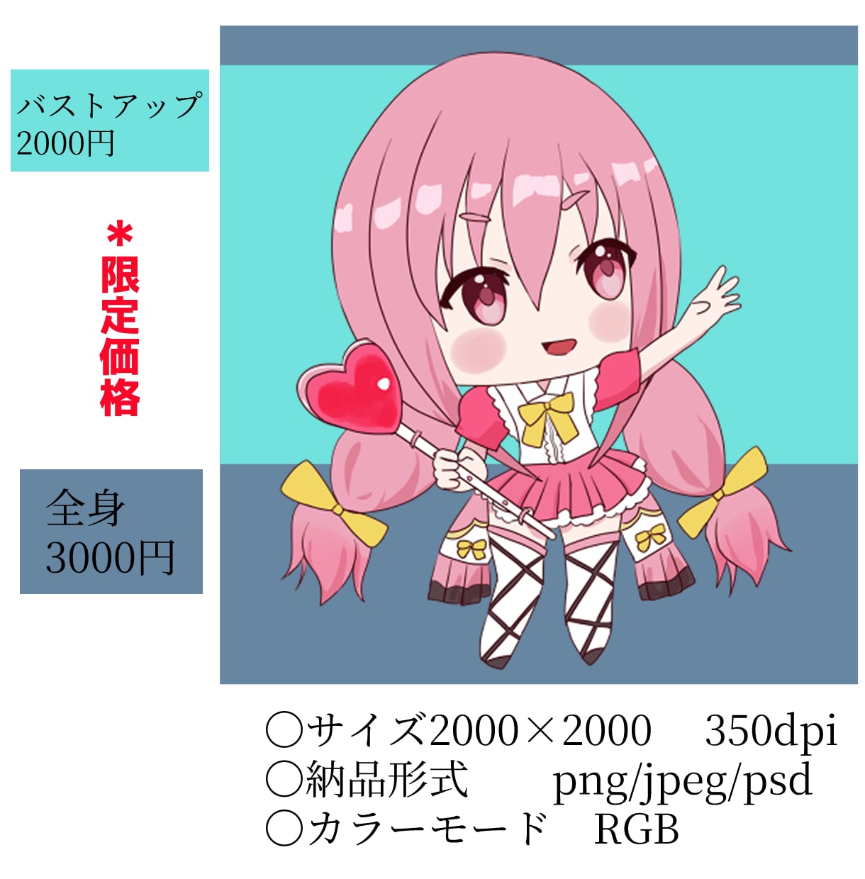 SNSに使える◎かわいい愛されミニキャラ描きます ✨️先着5名様限定！特別価格2000円〜 イメージ2