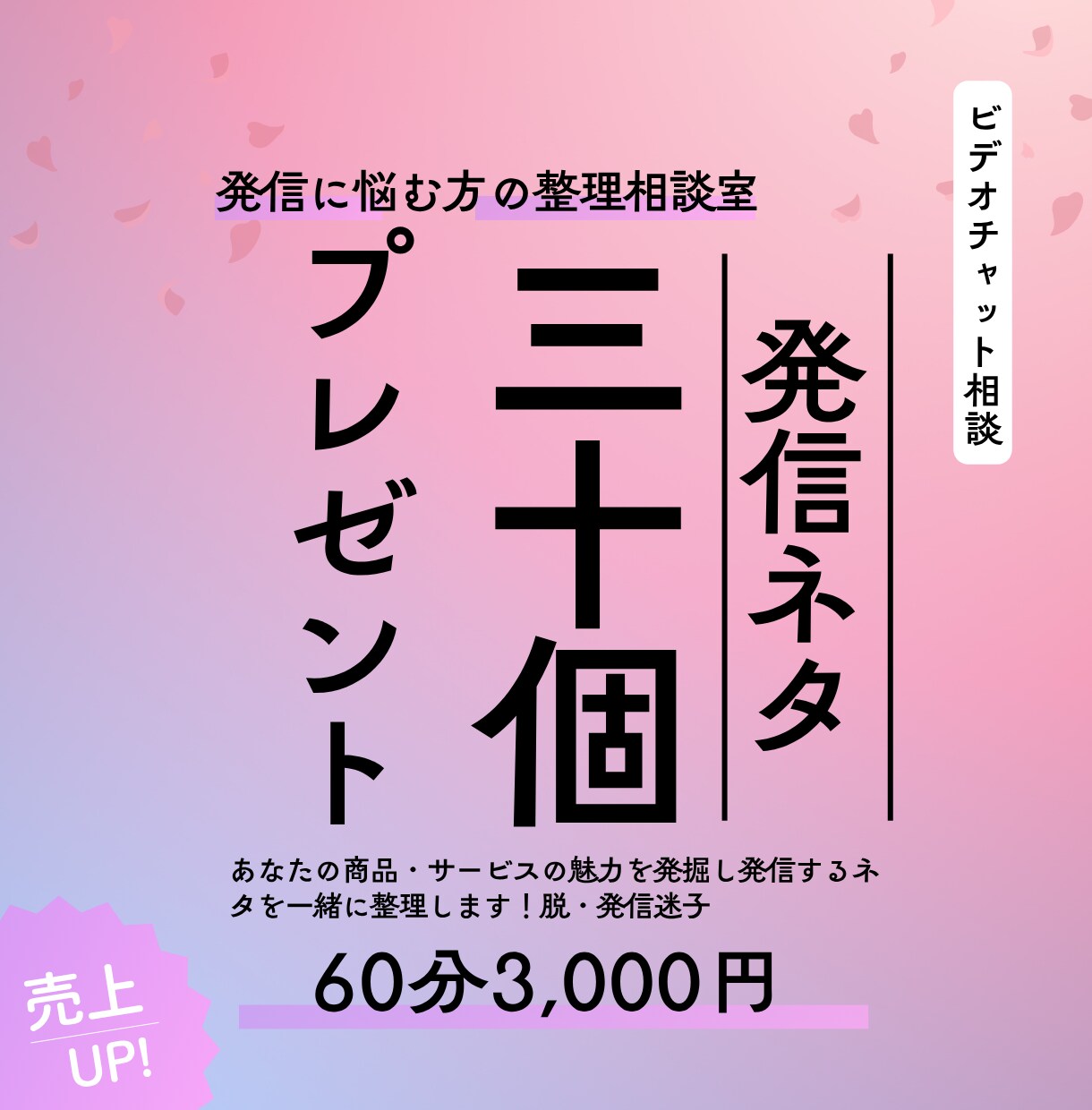商品の魅力を整理して発信ネタ30個を作ります 元テレビディレクター20年 発信の軸を一緒に見つけます イメージ1