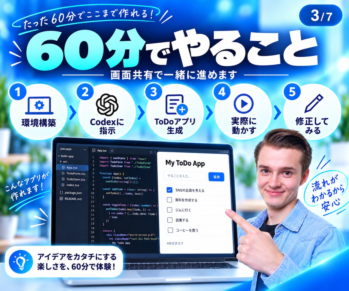 初心者向け！バイブコーディングのイロハ教えます Codexと一緒に、60分で初めてのアプリ開発を体験。 イメージ3