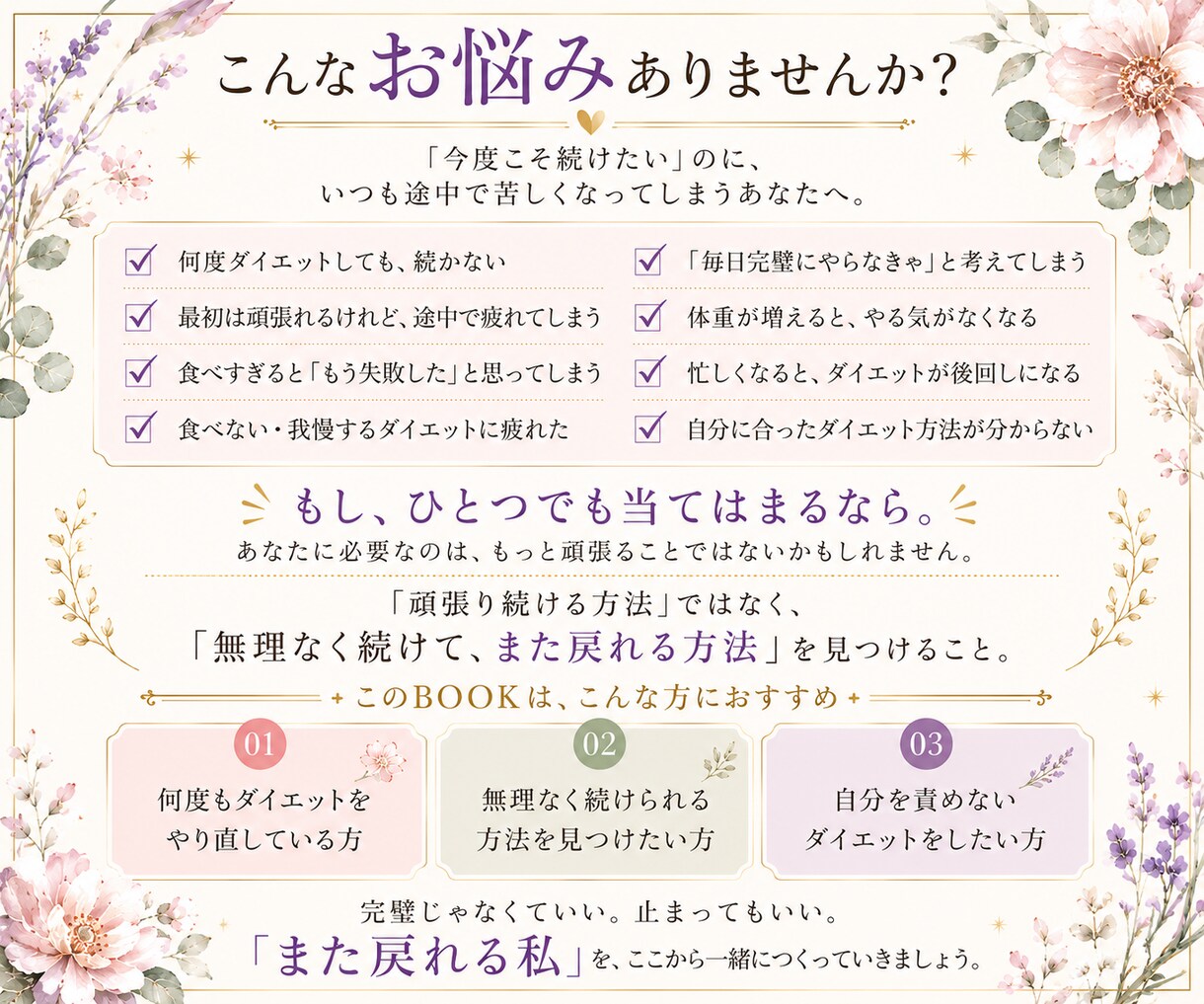 続かないダイエットから「また戻れる私」を見つけます ダイエットが続かない人のための7日間書き込み式ワークBOOK イメージ3