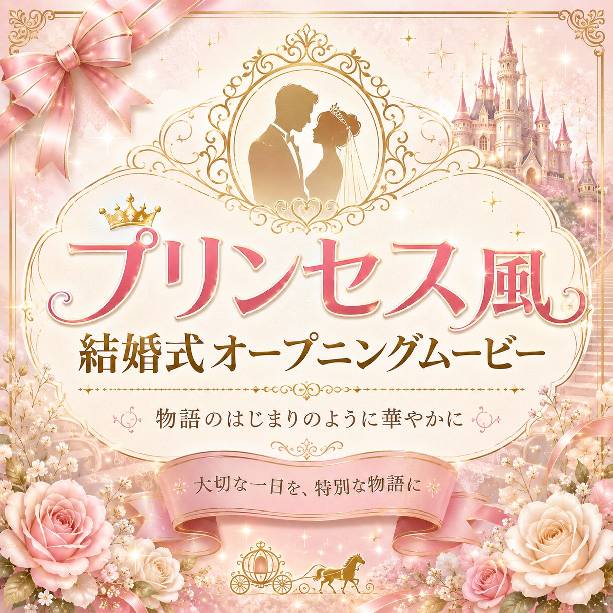 プリンセス風結婚式オープニングムービーを制作します まるで物語のはじまりのような華やかなオープニングに仕上げます イメージ1