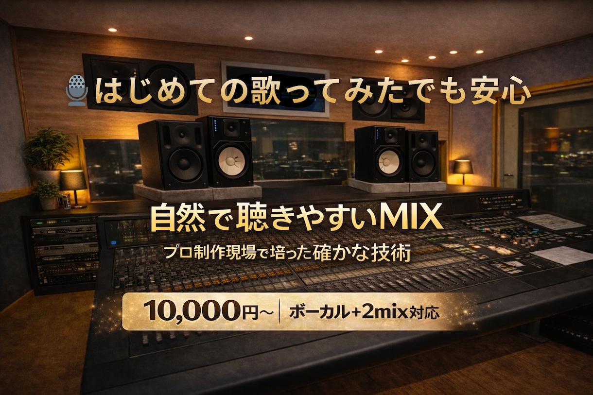 ボーカルとオケのミックス・マスタリングを承ります 【歌ってみた、オリジナルも歓迎】用途に合わせた自然な仕上がり イメージ1