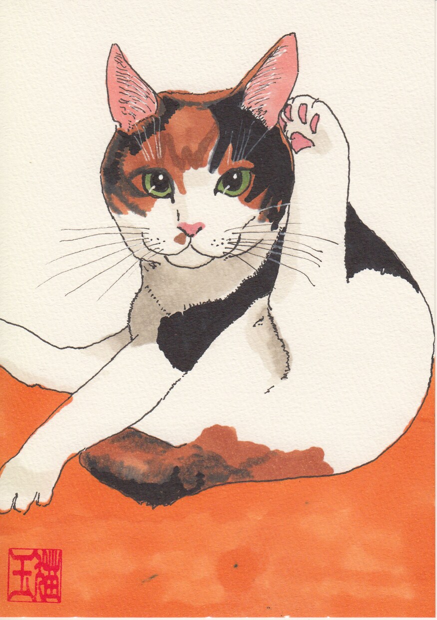 あなたのかわいいねこちゃんのイラストを描きます ちょっと和風テイストな個性的なねこちゃんイラストです。 イメージ7