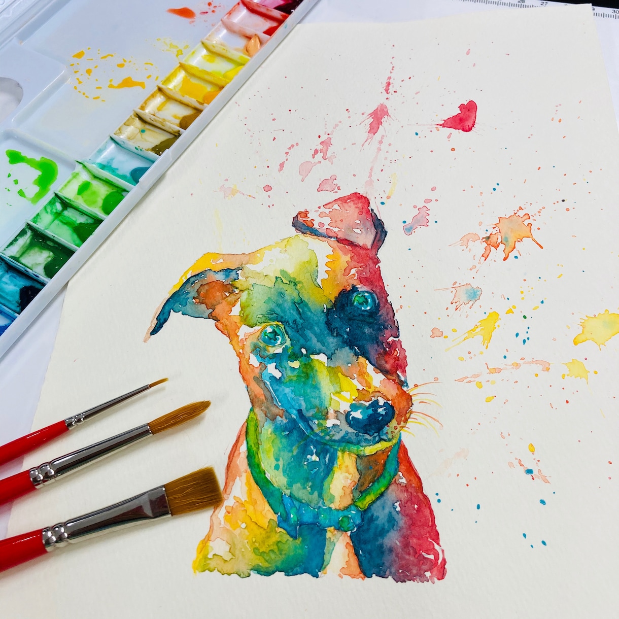 水彩でカラフルな動物やペットの似顔絵を手描きします ペットを飼っている方、友人へのプレゼントや自宅インテリアに。 イメージ5