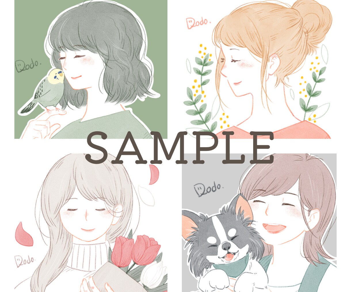 目を伏せた大人な雰囲気のイラストアイコン描きます 商用可！ナチュラルな好印象SNSアイコン イメージ3