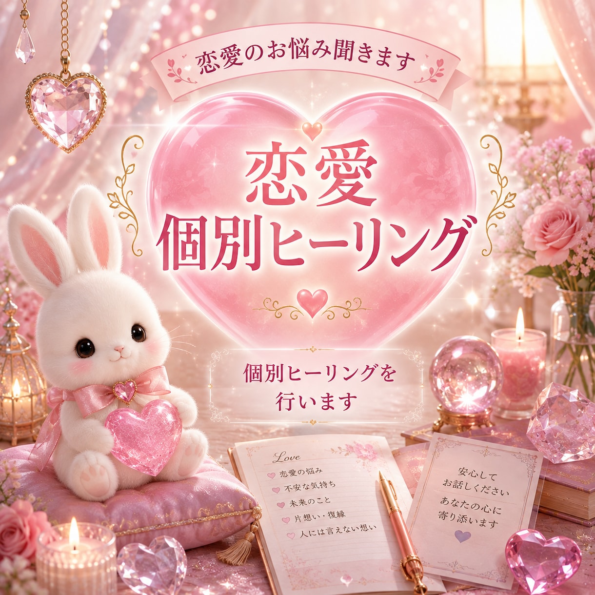 恋愛相談&ヒーリングをお試し価格で行います お悩みをお聞きした上で、ヒーリングを選び施術をします！ イメージ1