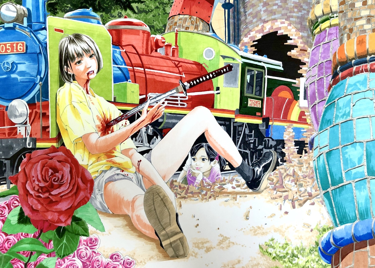 A4イラスト原画販売します 今まで描いてきたイラスト原画を額装して販売します。 イメージ8
