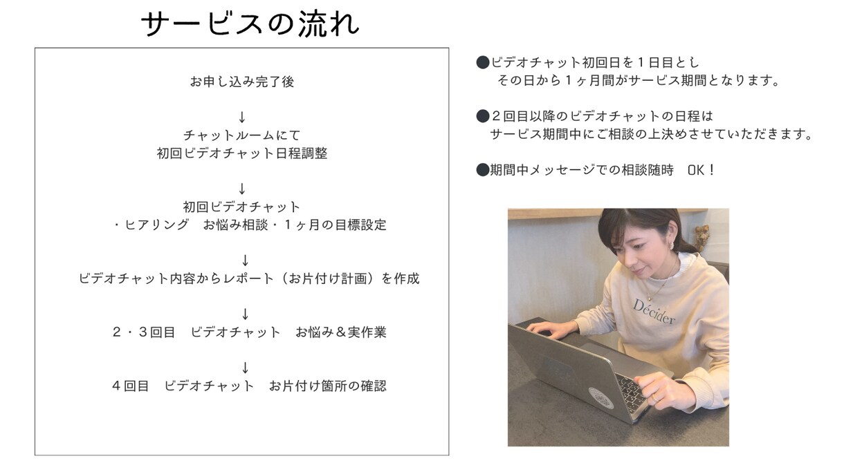 ビデオチャット４回！１ヶ月お片付けサポートします 片付けで　時間と気持ちの　余裕を手に入れましょう！ イメージ4