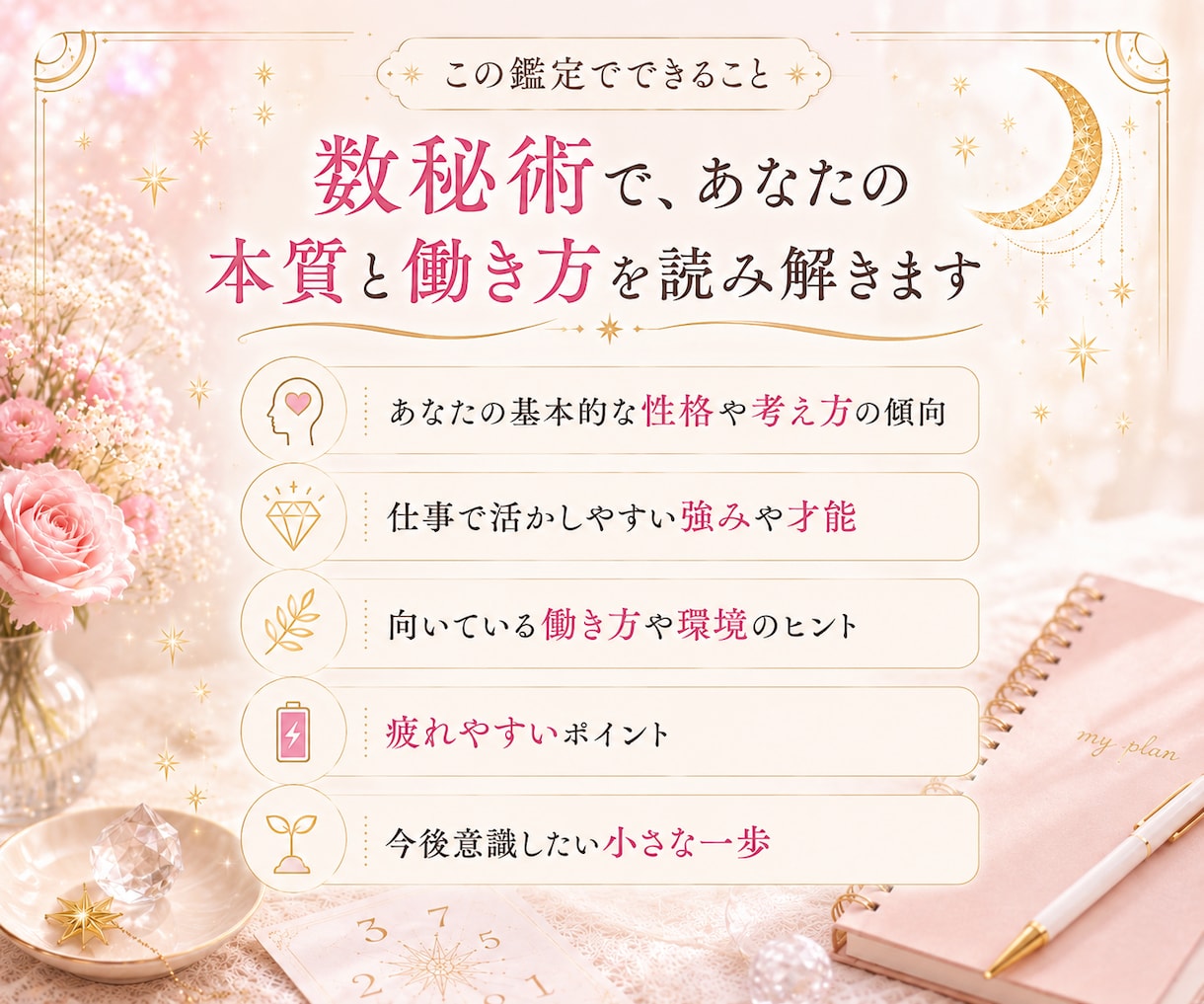 仕事続ける？転職する？どう動くべきか相談乗ります 数秘術を用いて本質、強み、今後の行動の一歩ををお伝えします イメージ8