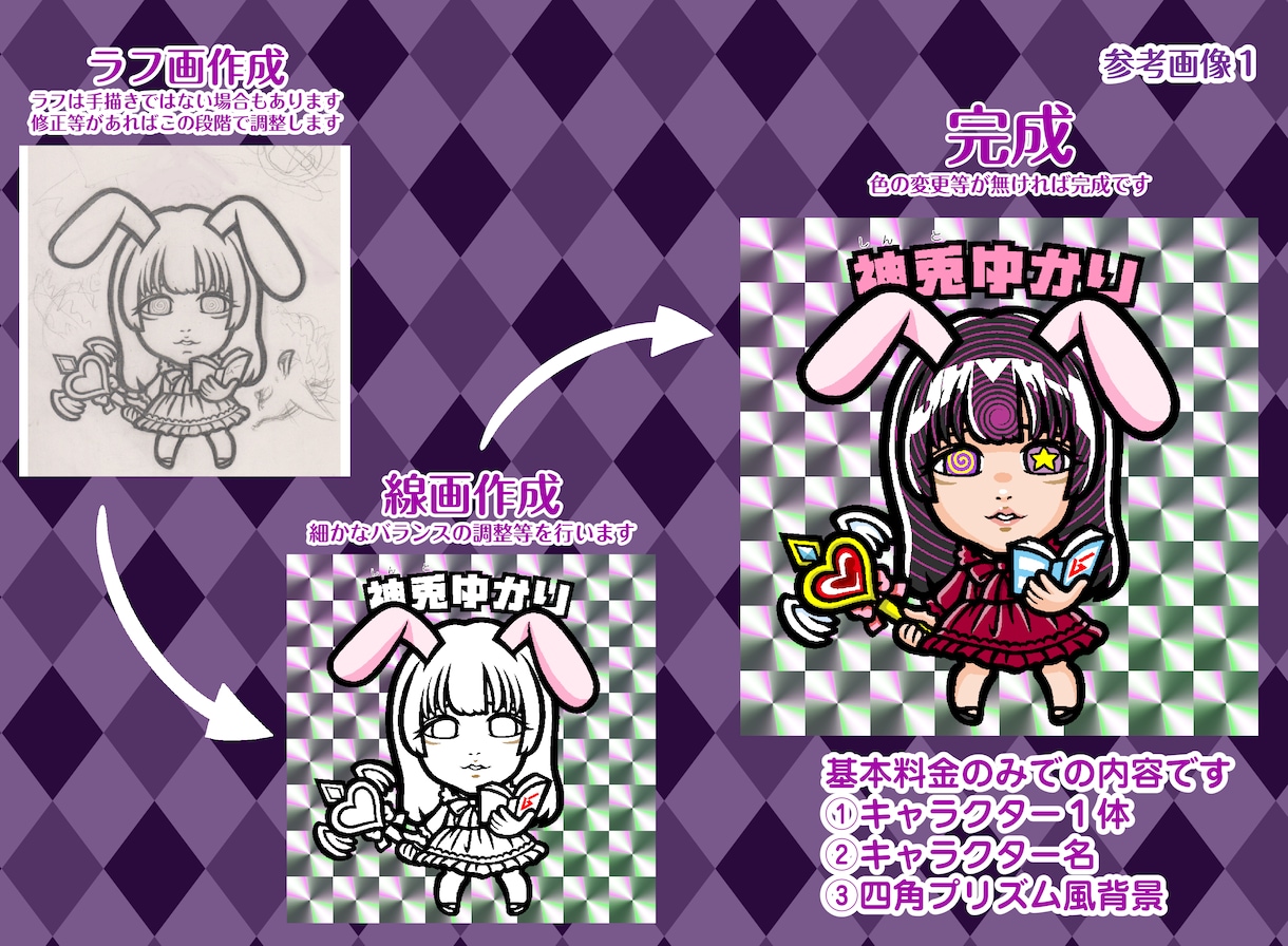 ビックリマンシール風の似顔絵イラスト制作を承ります オプションで実際のシール印刷データまで作成可能です。 イメージ7