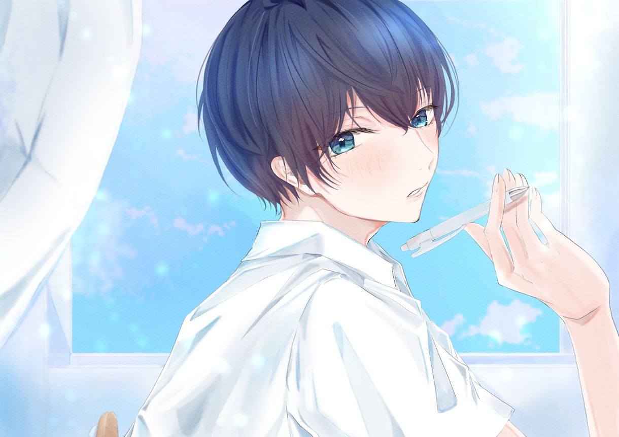 キラキラした人物のイラストを作成します 特に少年のイラストが得意です。女性もSNSにて実績有ります。 イメージ1