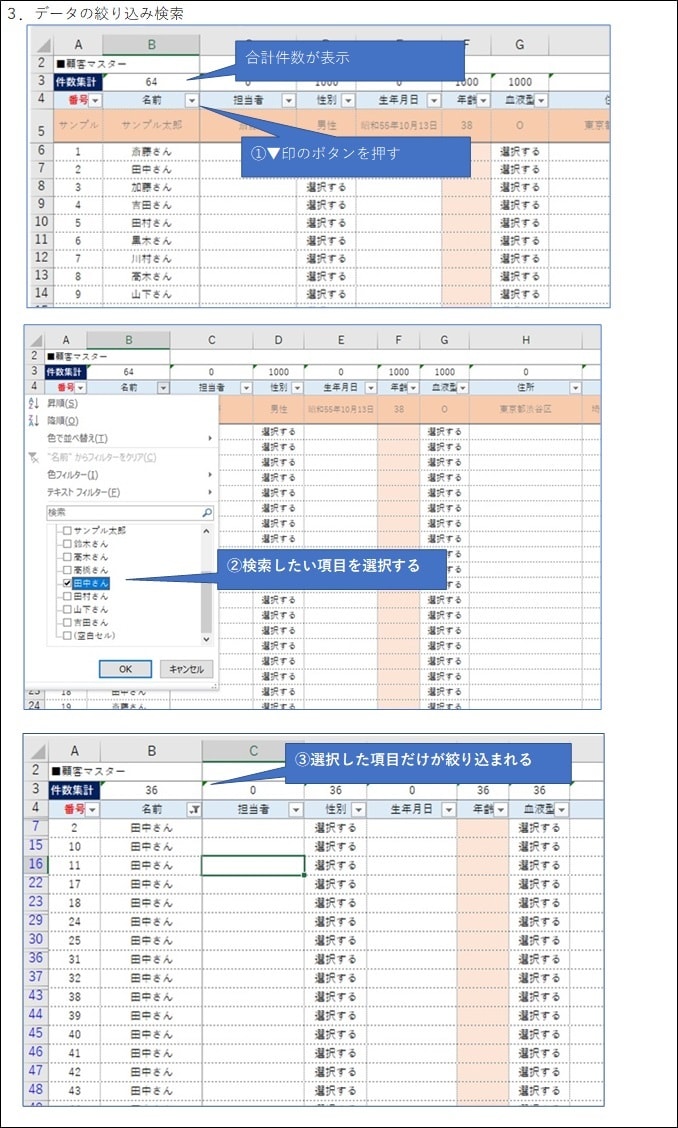 簡単データベース送ります カルテ・検索機能付き　6_簡単データベース イメージ3