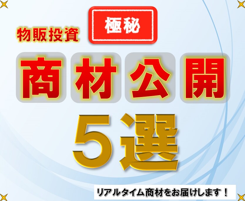 分かる人には分かる。物販投資の商材を提供します 大々的に公開したくないリアルタイム商材５選※レビュー特典あり イメージ1