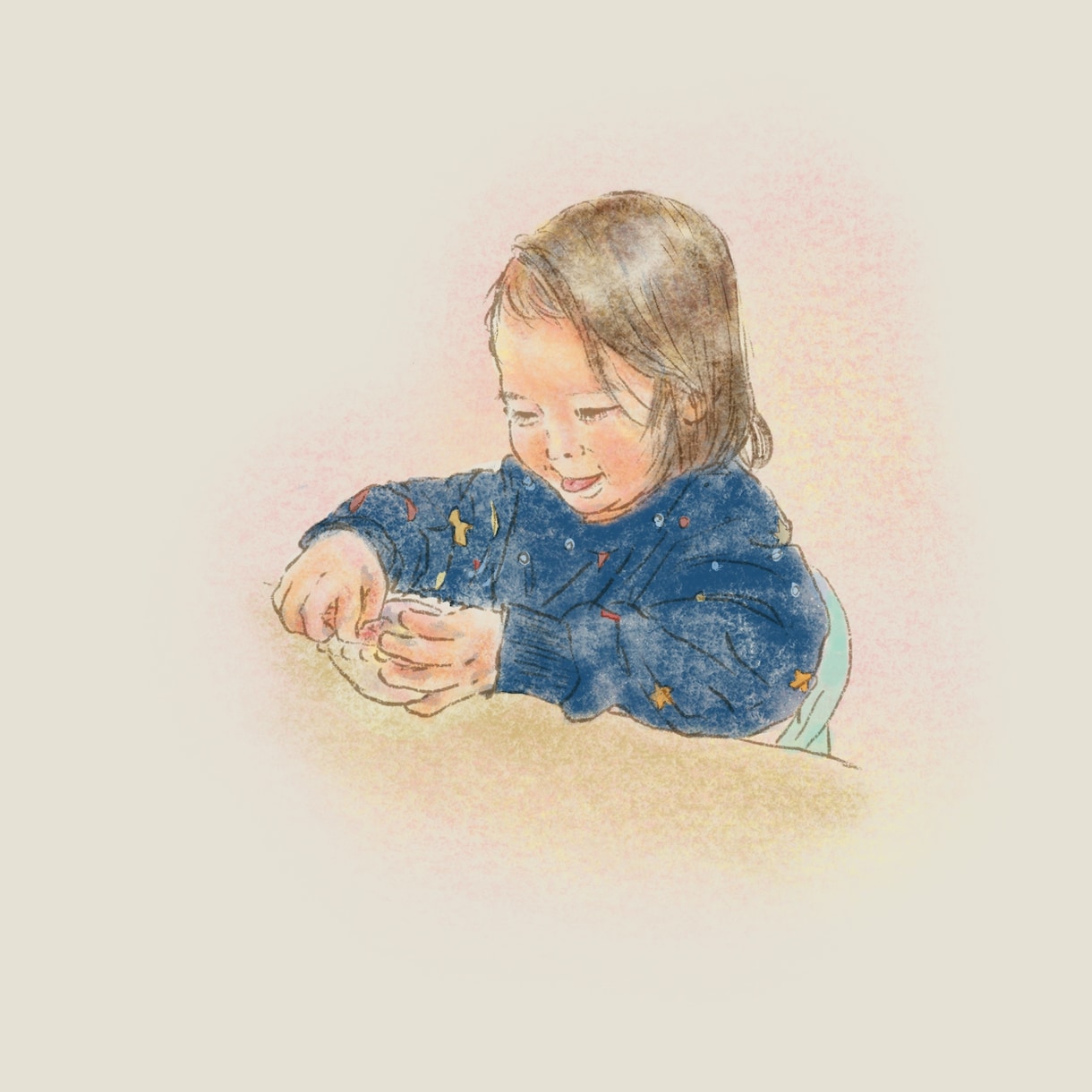 お子様やご家族の似顔絵・アイコン描きます 柔らかく温かいクレヨンのタッチで毎日の可愛い姿を描きます。 イメージ1