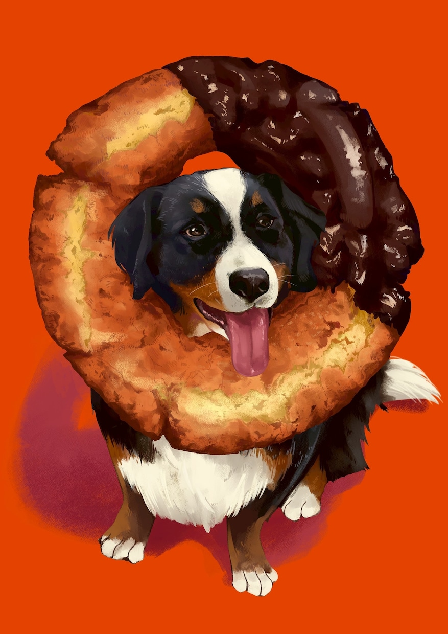 ペット×食べ物のオシャレなイラストを描きます ★猫、犬、両生類、爬虫類など、どんな動物もリアルな質感で★ イメージ7