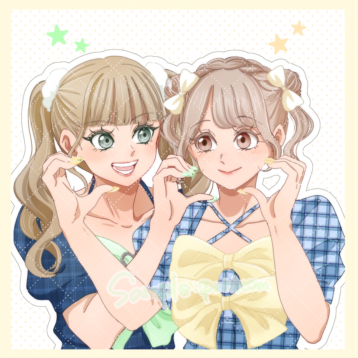 ペア画OK！かわいい女の子2人組のイラスト描きます SNSアイコンや推しとのツーショットにも！ イメージ3