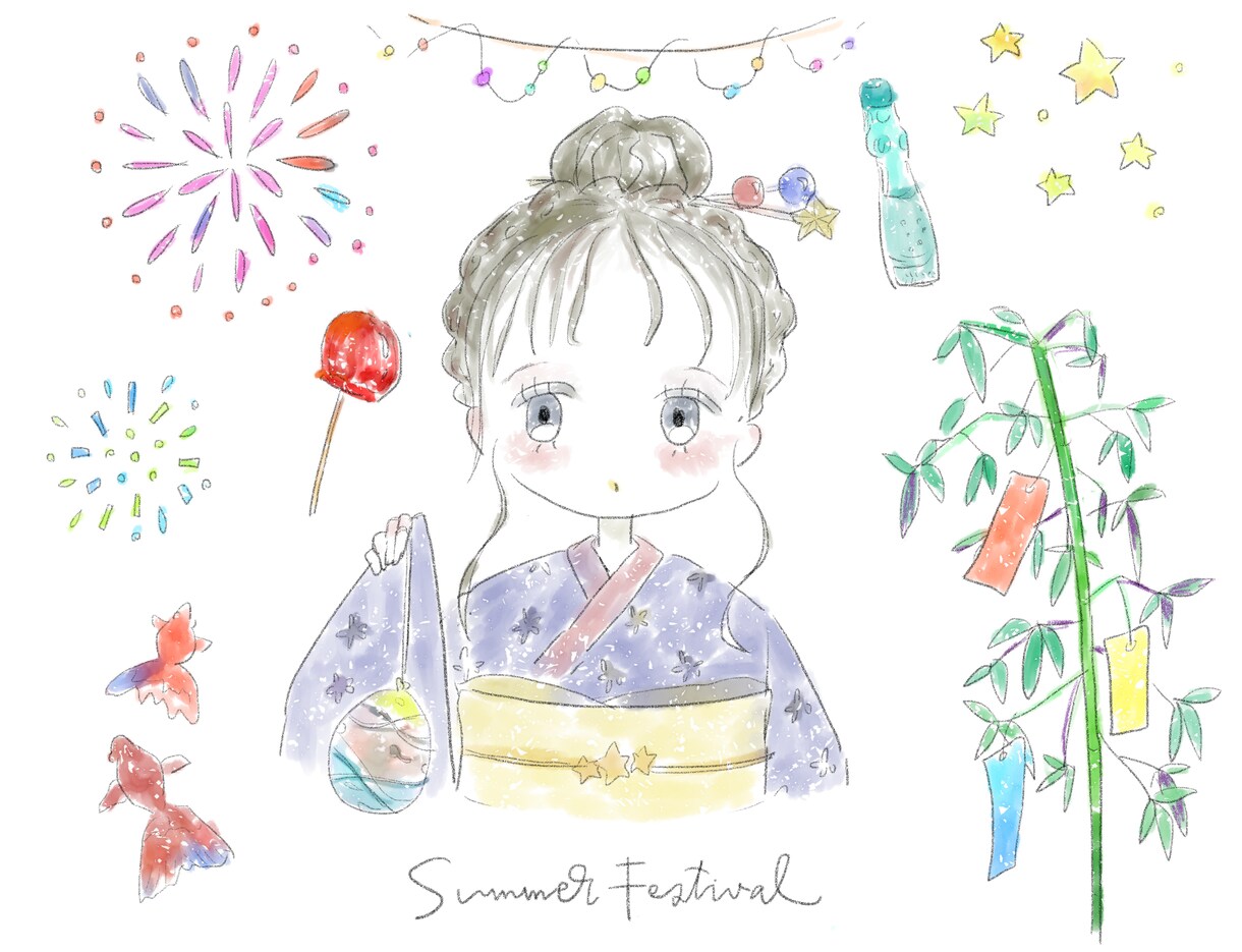 オリジナルの可愛い女の子のアイコン描きます 水彩で可愛いキラキラ透明感のあるアイコンをあなたに イメージ2