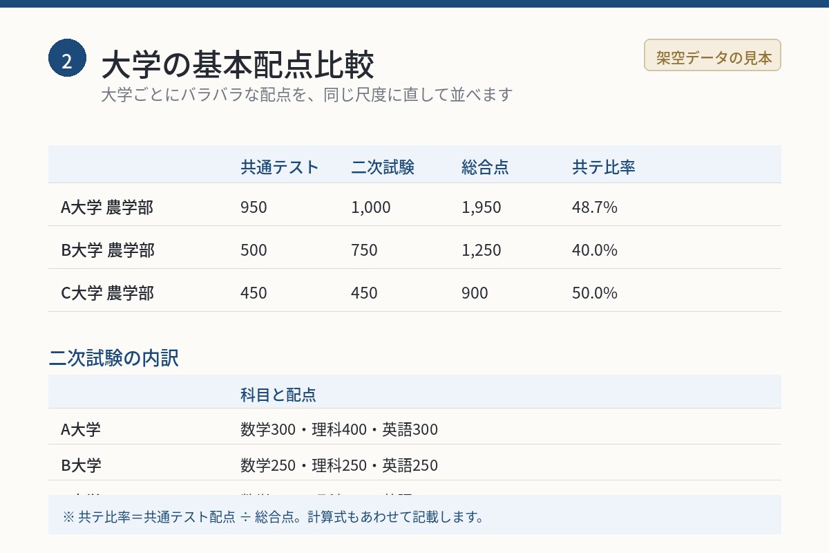 その志望校、得意科目は何点分か整理します 娘のために作った配点比較表、あなたのお子さんにも作ります イメージ4