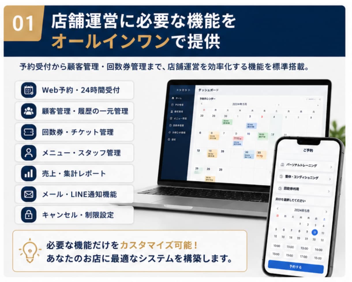 店舗向け予約システムを開発します 個人サロン・ジム向けに対応可能 イメージ2