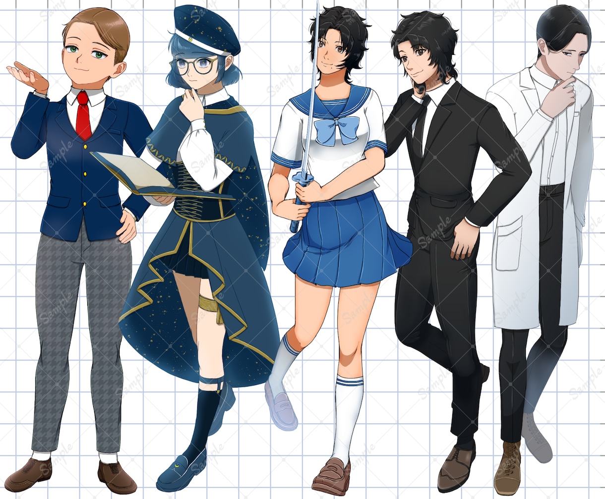 創作キャラ・ゲームやTRPGの立ち絵をお描きします 目パチ･口パク・表情差分･服装やポーズ差分等も作成可能です！ イメージ6