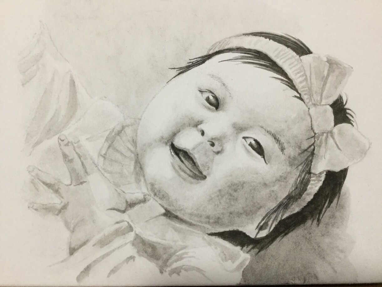 写真から墨で優しい似顔絵を描きます 今時アナログですが、手描きで唯一の似顔絵を描きます。 イメージ3