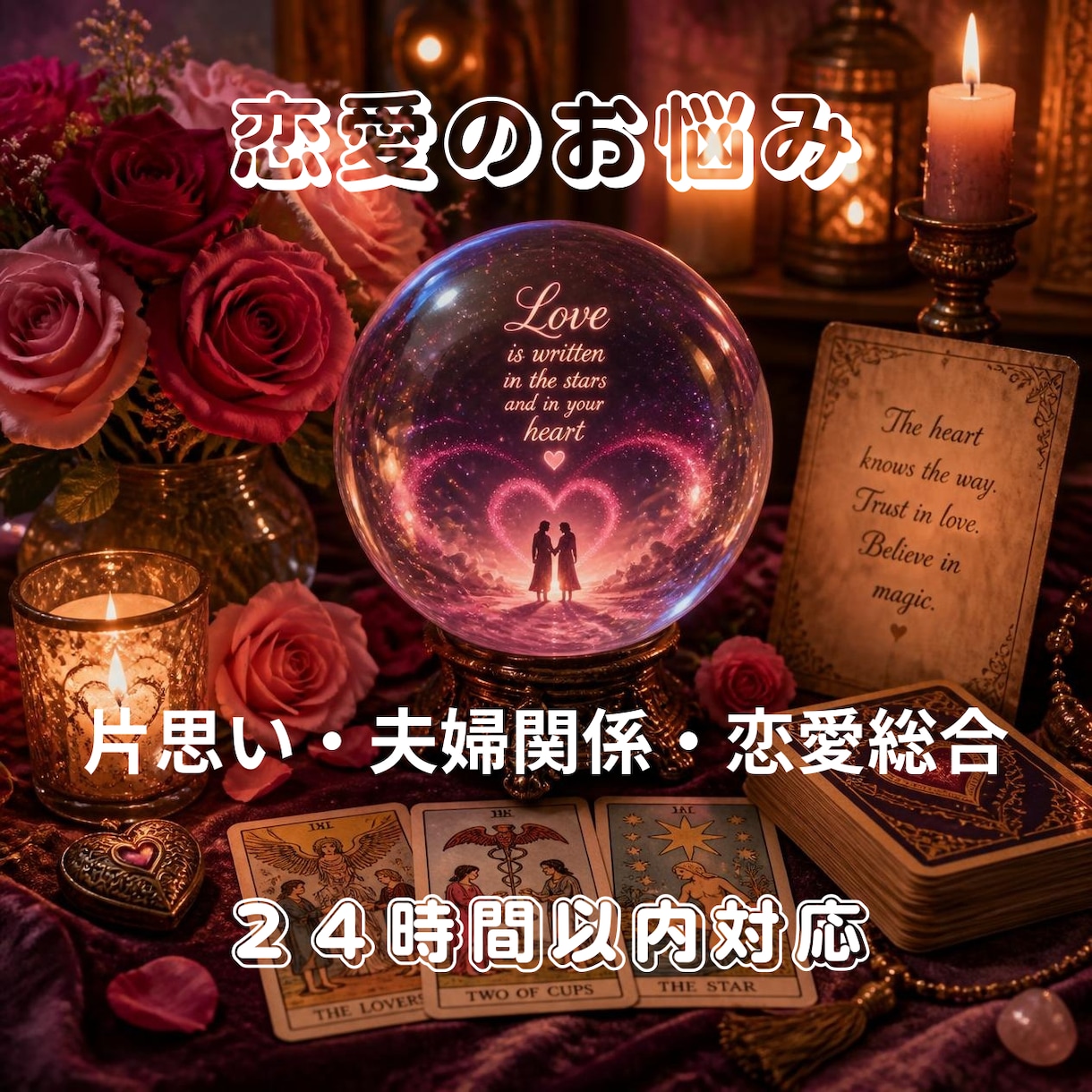 総合恋愛、結婚成就、片思いを鑑定します ☆モヤモヤした思いを愛ある未来へとお手伝いいたします☆ イメージ1