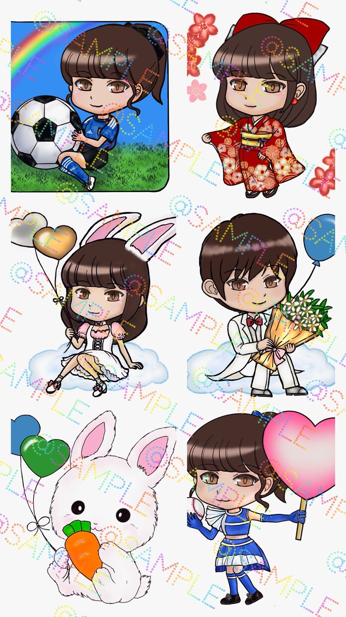 商用利用◎、修正無制限♪各種アイコンなどを描きます お写真からの似顔絵風も◎ヘッダーも一緒なら更にお得なOPも♪ イメージ2