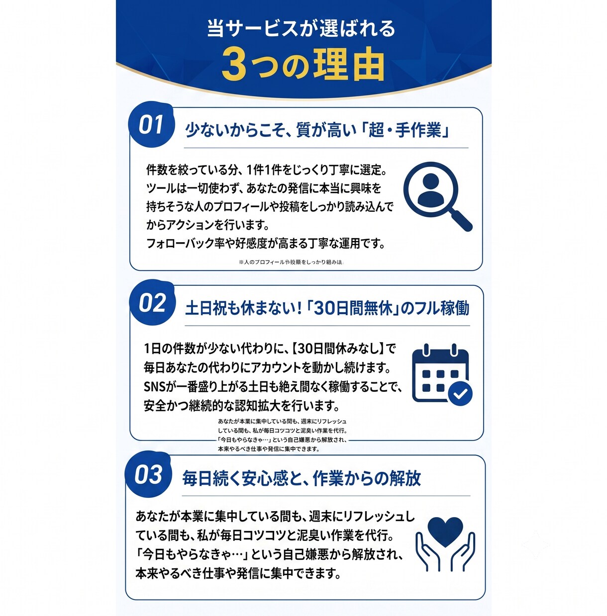 30日無休 完全手作業でX運用代行します 認知拡大のお手伝い安全な運用で初中級者向けです イメージ3