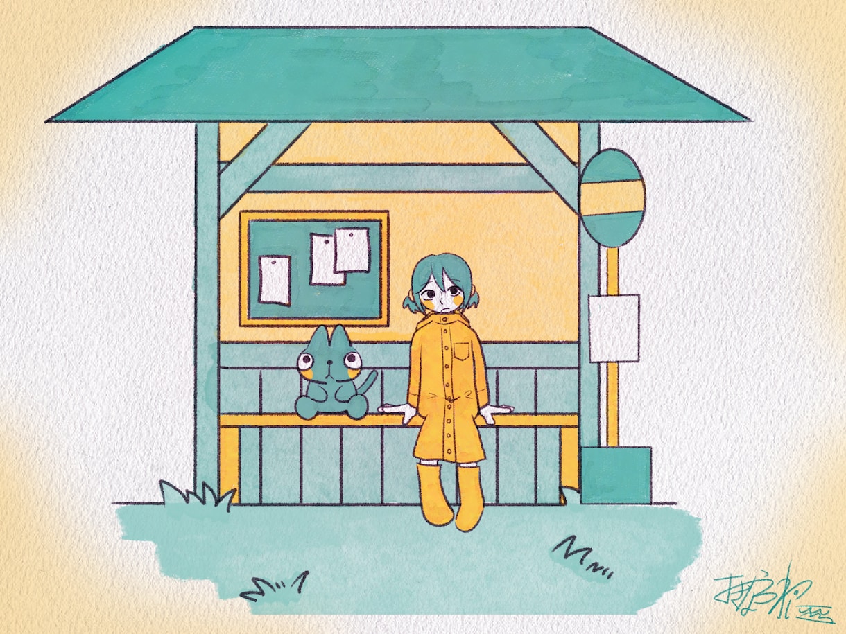 やさしいツートンカラーイラスト描きます 人物1人または動物1匹｜配色指定・おまかせOK イメージ1