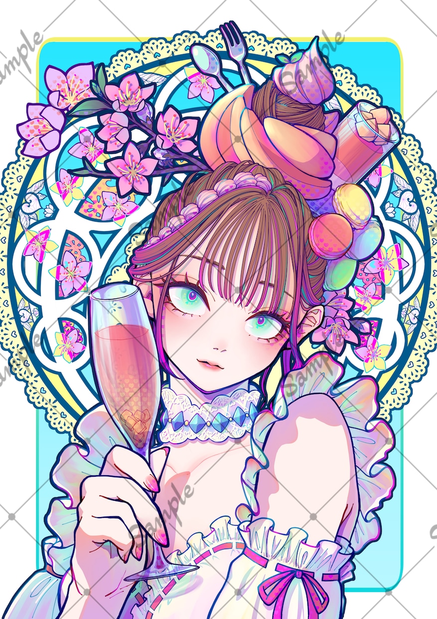 サムネイルや歌ってみたに使える1枚絵を制作します 目を惹く色使いで印象に残るイラストを！ イメージ1