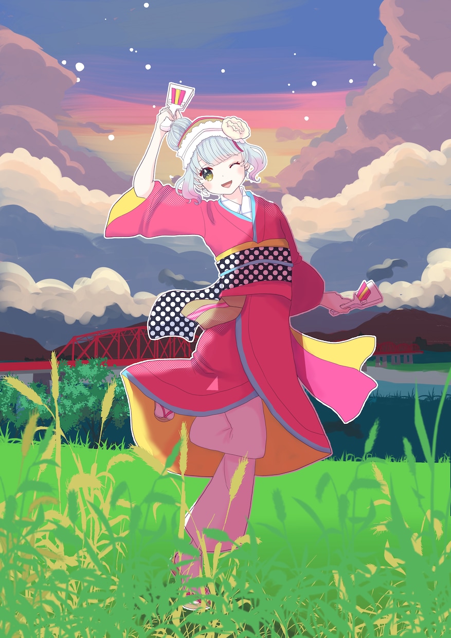 ご当地キャラクターの背景付き１枚イラスト描きます ポップで可愛いご当地イラストを活用しませんか？ イメージ1